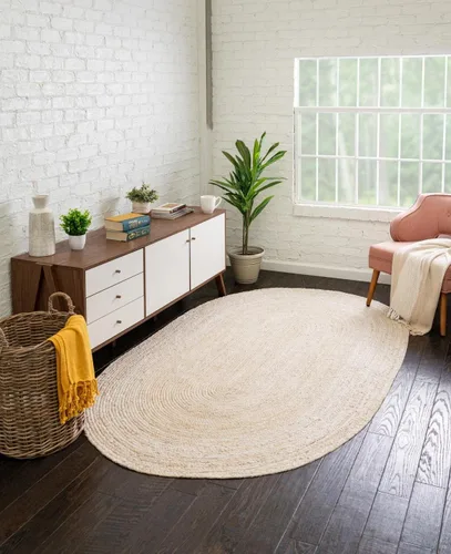 Miniatura 49 de Unique Loom Colección Jute Trenzado - Alfombra de área Dhaka (7' 1" x 10' Rectángulo, Blanco)
