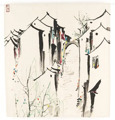 Miniatura 5 de Cortina japonesa Noren para puerta, impresión de caballo de tinta china, tapiz para entrada, decoración del hogar, 33.5 x 35.5 pulgadas