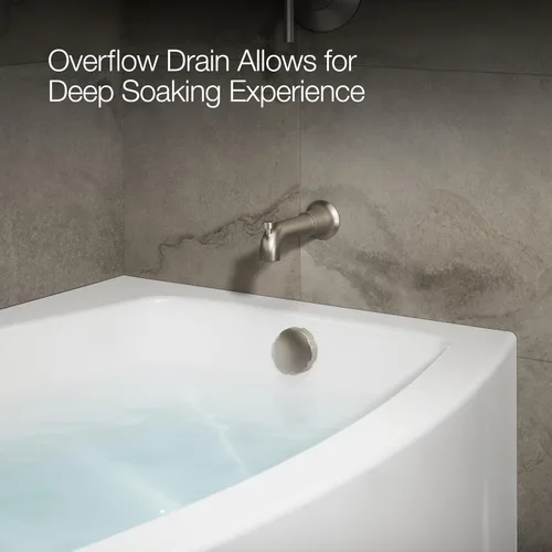 Miniatura 5 de KOHLER 1100-RA-0 Expanse - Bañera acrílica para alcoba de 60 x 32 pulgadas con drenaje a mano derecha, diseño compacto, color blanco