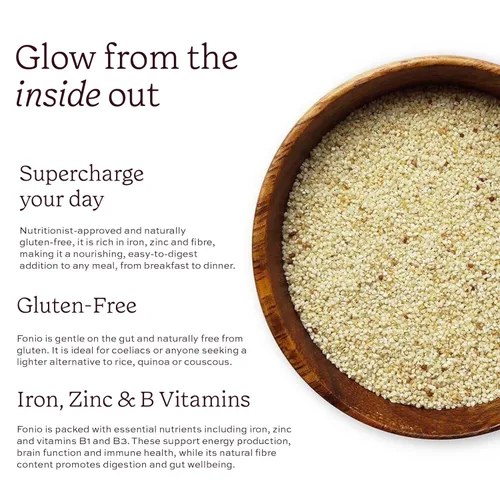 Miniatura 6 de Aduna Supergrano de Fonio orgánico Grano entero africano antiguo rico en hierro, zinc, vitaminas B y fibra Alternativa natural sin gluten