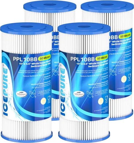 Miniatura 14 de ICEPURE Filtro de agua plisado de sedimento para toda la casa de 5 micrones de 10" x 4.5" de repuesto para GE FXHSC, Culligan R50-BBSA, Pentek