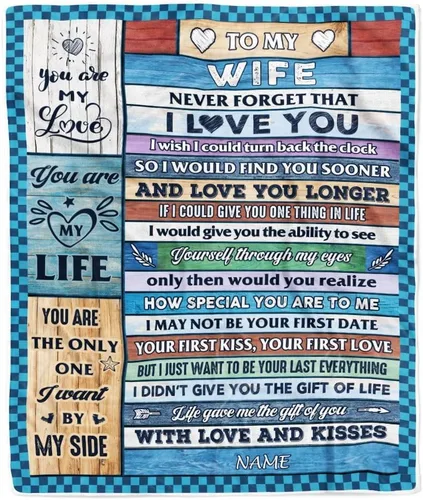 Miniatura 13 de Manta personalizada con texto en inglés «To My Wife from Husband When I Tell You I Love You Wife», manta de forro polar personalizada