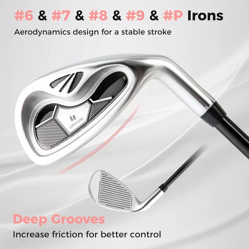 Miniatura 5 de Goplus Juego completo de palos de golf para mujer, 9 piezas de palos de golf con conductor #1, calle #3, híbrido #4, #6, #7, #8 y #9 y #P, putter