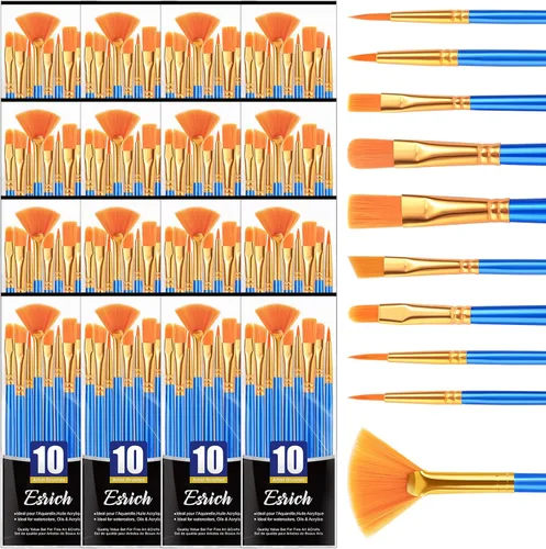 Pinceles ESRICH, 16 paquetes - 160 piezas, juego de pinceles para pintura acrílica, set de pinceles para óleo y acuarela, para cuerpo, cara, lienzo