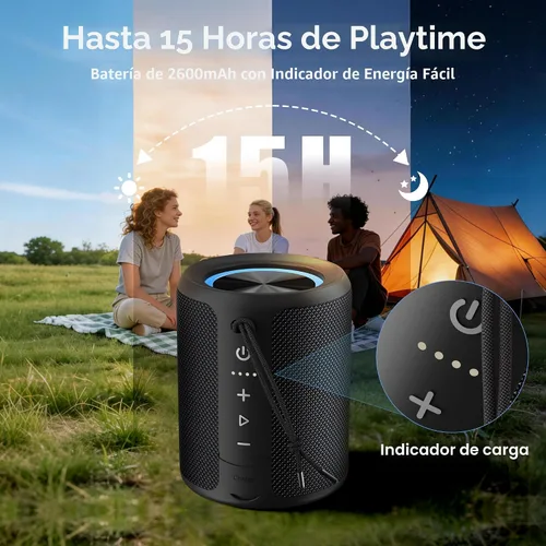 Miniatura 3 de Altavoz Bluetooth portátil, IPX7 impermeable altavoz inalámbrico con sonido estéreo fuerte de 20 W, tiempo de reproducción de 15 horas y luz RGB