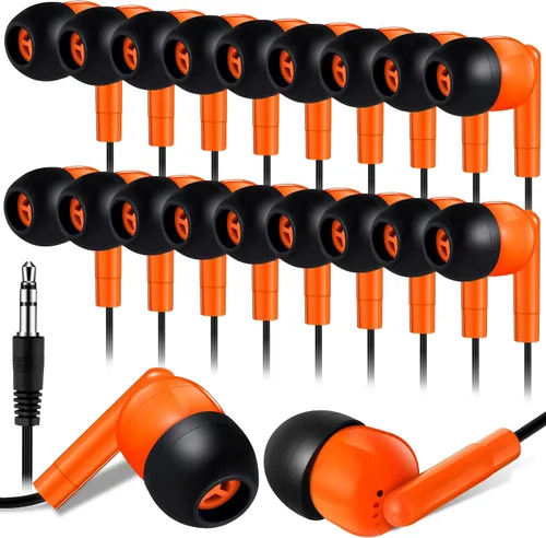 Miniatura 10 de Kanayu Paquete de 100 auriculares con cable a granel para aulas, auriculares básicos para estudiantes, sin micrófono, con conector de 0.138 in