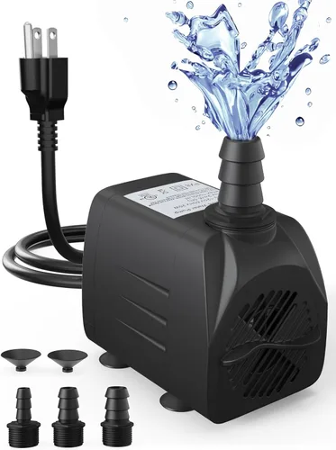 Miniatura 11 de Bomba de agua sumergible de 400 GPH (1500 L/H, 25 W), bomba de fuente de agua ultra silenciosa con elevación de 6.56 pies y manguera de 6.5 pies, 3
