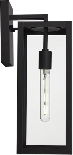 Miniatura 8 de John Timberland Titan - Juego de 2 lámparas de pared modernas para exteriores, marco rectangular negro místico, paneles de vidrio transparente de 17