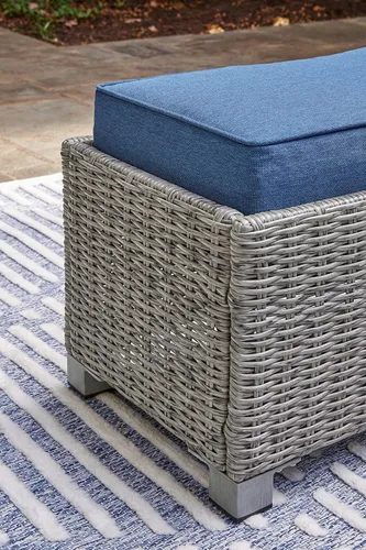 Miniatura 10 de Signature Design by Ashley Naples Beach - Banco casual para exteriores con cojín, tela resistente a la intemperie, gris claro y azul