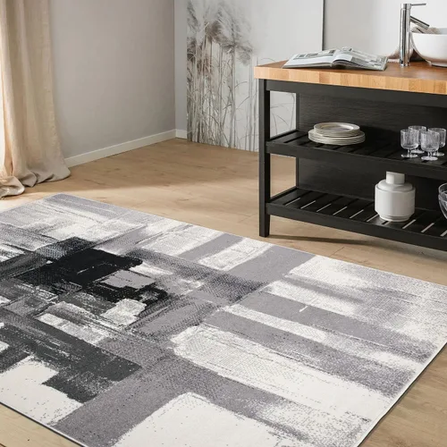 Miniatura 38 de Rugshop Alfombra Corredor Abstracta Contemporánea Negra — No Desprende Pelusa para Pasillo, Entrada y Cocina 2' x 7