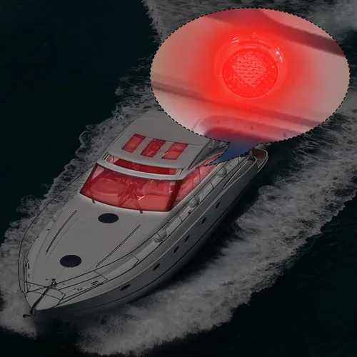 Miniatura 2 de Luz LED de cúpula para barco marino con interruptor, montaje en superficie de acero inoxidable, 12 voltios, 6.7 pulgadas (rojo y blanco)