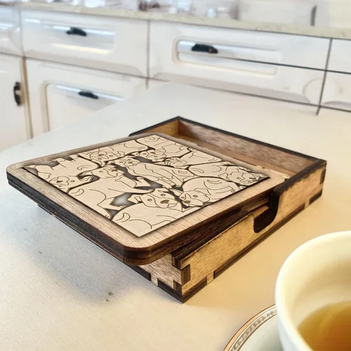 Miniatura 3 de Posavasos de Rompecabezas de Madera con Perro American Pit Bull Terrier - Regalo Único para Amantes de Perros Pitbull, Posavasos de Rompecabezas