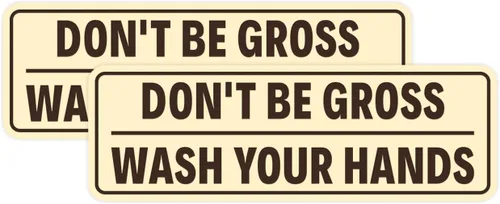 Miniatura 42 de Letrero estándar para puerta o pared, diseño de "Don't Be Gross ("Wash Your Hands"), color negro, mediano