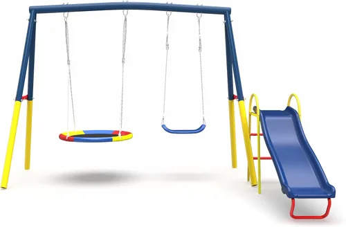 Juego de columpios para patio trasero con soporte, columpio de servicio pesado de 440 libras, soporte de columpio de metal para exteriores, contiene