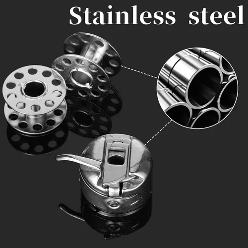 Miniatura 3 de Estuche de bobina de 3 piezas con 20 bobinas de metal para máquina de coser, estuche de bobina de acero inoxidable para máquina de coser, cajas