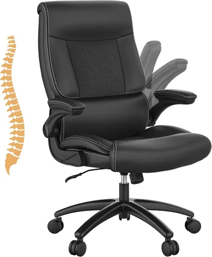 Youhauchair Silla de oficina ergonómica grande y alta, silla de escritorio ejecutiva de piel sintética de 500 libras con soporte lumbar y