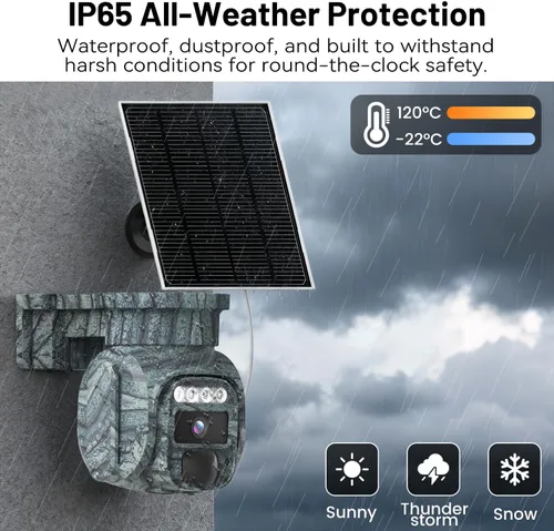Miniatura 8 de Cámara de seguridad celular solar 4G LTE para exteriores, alimentación de batería, cámara inalámbrica sin WiFi con plan de suscripción de tarjeta