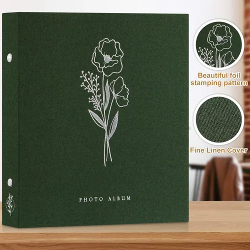 Miniatura 5 de Lanpn Álbum de fotos autoadhesivo, álbum de recortes, 40 páginas, álbumes de fotos de lino, páginas magnéticas adhesivas con capacidad para fotos