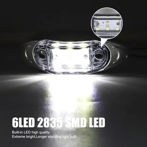 Miniatura 2 de Biqing 4 luces LED blancas de 1.8 pulgadas, 6 luces LED de marcador de remolque, luces indicadoras LED de montaje delantero y trasero, bisel Blanco