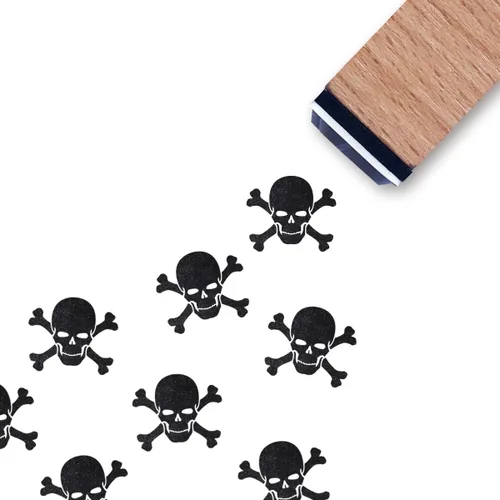 Sello de goma con diseño de calavera y huesos cruzados, 3/5 pulgadas, pequeño mini sello de Halloween para álbumes de recortes, planificación de