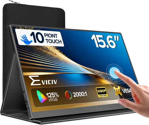 Miniatura 10 de Monitor portátil con pantalla táctil con batería de 8000 mAh, 15.6 pulgadas, 125% sRGB ultra delgado de 10 puntos, monitor de pantalla táctil USB-C
