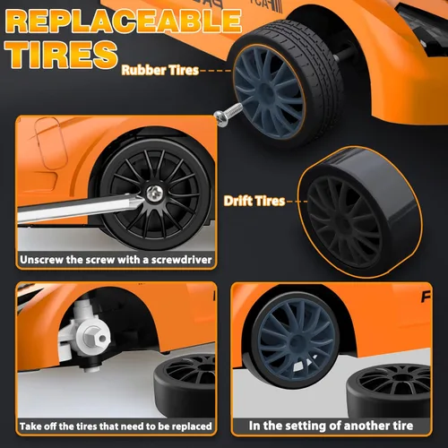 Miniatura 5 de Coche RC de Derrape 1/24 2.4GHz Coche de Control Remoto 4WD de Alta Velocidad con Luz LED y Neumáticos de Derrape Juguetes de Carreras para Niños