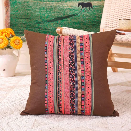 Miniatura 18 de TAOSON Funda de almohada de lino de mezcla de algodón antiguo con rayas verdes, estilo bohemio, funda de almohada con cierre de cremallera oculta