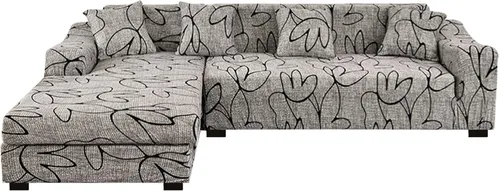 Miniatura 9 de HOTNIU Funda de sofá seccional de 2 piezas, funda elástica suave para sofá en forma de L, funda de sofá modular moderna con estampado para sala