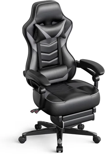 Miniatura 9 de ELECWISH Sillas de juego para adultos, respaldo alto, giratorias, reclinables, ergonómicas, para videojuegos, reposacabezas y soporte lumbar, silla