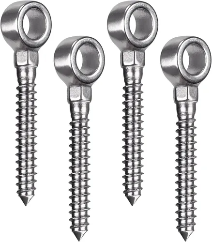 Insaga Bisagras de puerta de acero inoxidable 304 para cercas de madera, bisagra de ojo de tornillo de una pieza resistente con diámetro de orificio