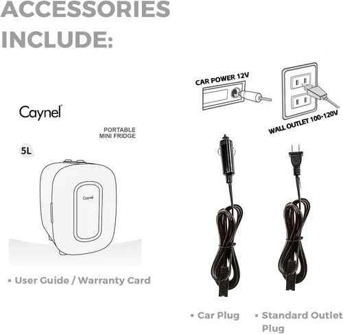 Miniatura 9 de Caynel - Minirrefrigerador termoeléctrico portátil (4 L/6 latas), CA/CC, enfriador y calentador para cosméticos, alimentos, bebidas y maquillaje