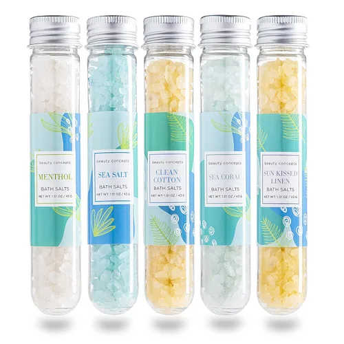 B.C. Beauty Concepts - Sales de baño de aromaterapia - Sales de Epsom para remojar, set de spa de baño relajante, perfumado en almendra de vainilla,