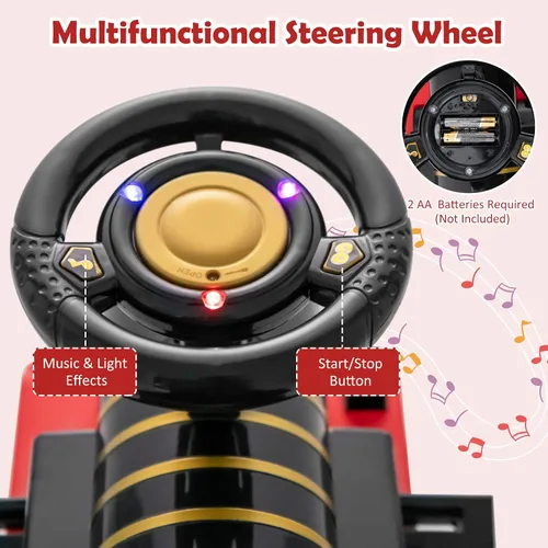 Miniatura 5 de Costzon Juguetes para montar, tren eléctrico de 6 V con pistas, asiento de almacenamiento, luces intermitentes y música, respaldo, dispositivo