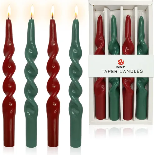 Miniatura 39 de Velas en espiral de Navidad, velas cónicas doradas, 10 pulgadas, sin perfume, para regalo de invierno, vacaciones, Navidad, decoración del hogar