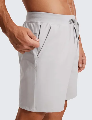 Miniatura 4 de CRZ YOGA Pantalones cortos de entrenamiento elásticos en cuatro direcciones para hombre, 7 pulgadas, suaves, duraderos, casuales, con bolsillos