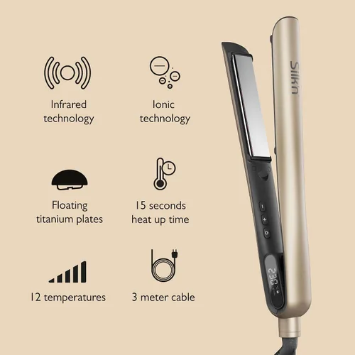 Miniatura 3 de Silk'n SilkyStraight - Plancha de pelo 2 en 1, plancha plana profesional de titanio de 1 pulgada con tecnología infrarroja e iónica, placas