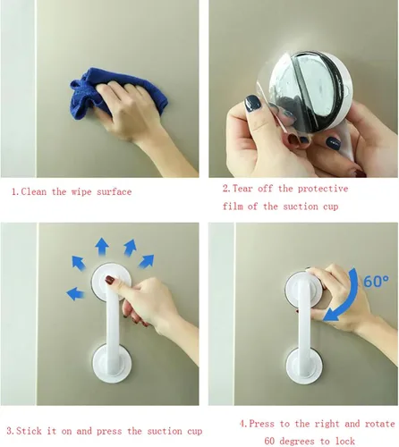 Miniatura 6 de KAFENDA Manijas de vidrio para puertas y ventanas, puertas correderas de baño, pasamanos de ducha. Reposabrazos con ventosa para armarios, armarios