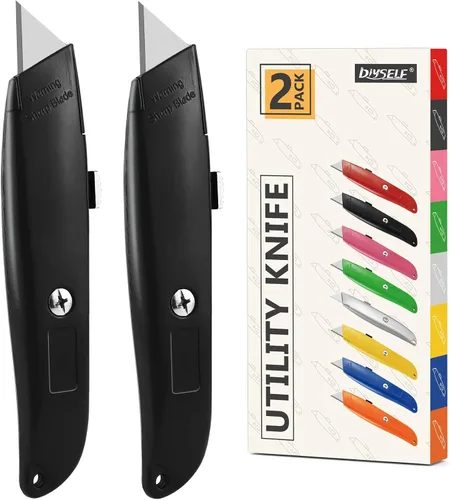Miniatura 14 de DIYSELF Paquete de 2 cuchillos utilitarios, cortador retráctil, resistente (naranja)