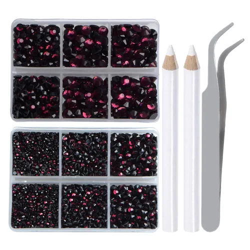 Miniatura 27 de LPBeads 10000 unidades de diamantes termoadhesivos SS6 amatista con parte trasera plana, gemas de diamantes de imitación de cristal redondas