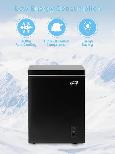 Miniatura 6 de Chest Freezer 3.5 Cu.Ft Mini 7 Gears Temperature Control Compact Deep Freezer with Top Open Door and Removable Storage Basket Black Negro