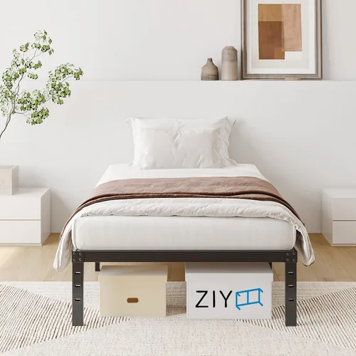 Miniatura 2 de ZIYOO Base de cama individual, listones de madera de 3 pulgadas de ancho con soporte de 2500 libras para colchón, 16 pulgadas de alto, no necesita