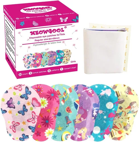 Parches adhesivos para ojos para niños con ojo perezoso, 30+3 parches adicionales, vendajes para ambliopía, 6 diseños divertidos para niñas, 1