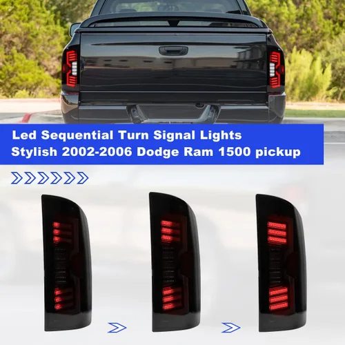 Miniatura 3 de Luces traseras secuenciales LED para camioneta Dodge Ram 1500 2002-2006 y Dodge Ram 2500 / 3500 2003-2006, conjunto completo de luces traseras LED