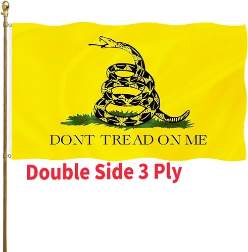 Bandera Dont Tread On Me de 3x5 para Exteriores de Servicio Pesado 3 Capas 200D Banderas Gadsden Tea Party Serpiente de Cascabel Pancarta Colores