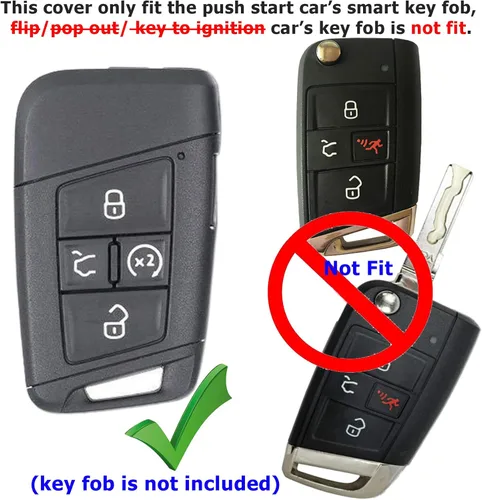 Miniatura 2 de 2 fundas Coolbestda Push Start para llavero con mando a distancia para VW Volkswagen Tiguan Atlas Jetta Passat Golf Alltrack 2019 2020 2021 2022