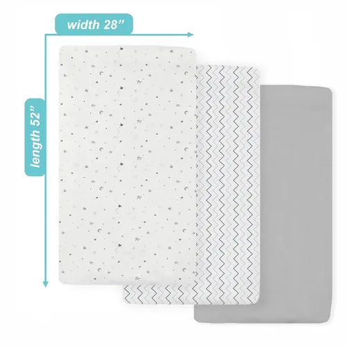 Miniatura 2 de American Baby Company Paquete de 3 sábanas bajeras para cuna 100% algodón natural de 52" x 28" - Suaves, transpirables, hipoalergénicas y delicadas