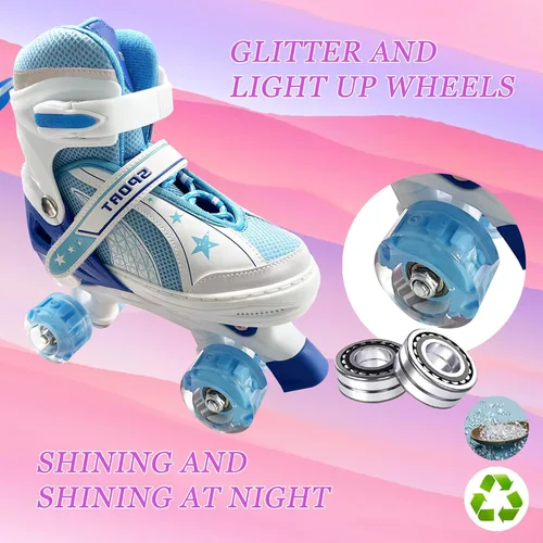 Miniatura 3 de Patines ajustables para niños y niñas de 3 a 12 años, las 8 ruedas de patines se iluminan con equipo de protección, regalo para jóvenes, niños
