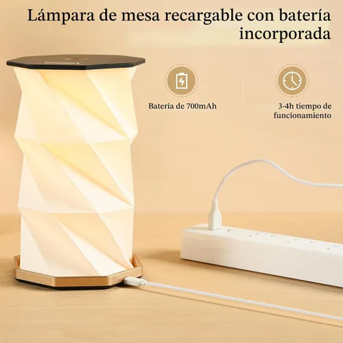 Miniatura 5 de Lámpara portátil de regalo de viaje con atenuador táctil, lámpara de viaje de luz cálida, lámpara de papel plegable, lámpara de mesa de batería