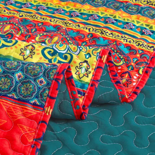 Miniatura 4 de Lujo Reversible 100% algodón clásico Boho a rayas a cuadros Cobija 60 x 50 pulgadas se puede lavar a máquina y secar en secadora, Algodón, Patrón 3