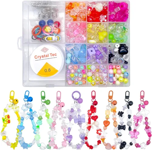 Xmada 750 PIEZAS Cuentas acrílicas surtidas - Colores pastel, estrellas, mariposas para hacer pulseras, 12 colores de cuentas surtidas para joyería